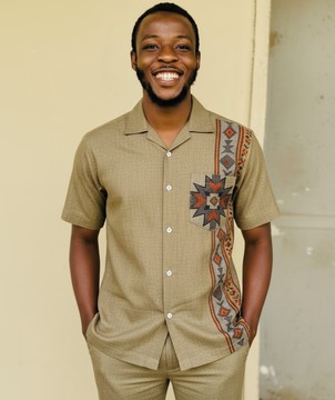 Modern Men's Kente African Shirt &amp; Trouser Set