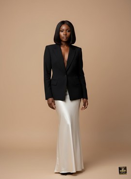 Ensemble deux pièces blazer et soie noir nuit