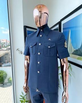 A Light Denim Blue vintage “Havana” French safari suit
