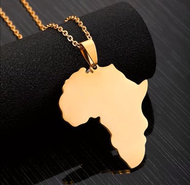 Gold plain unisex african map necklace