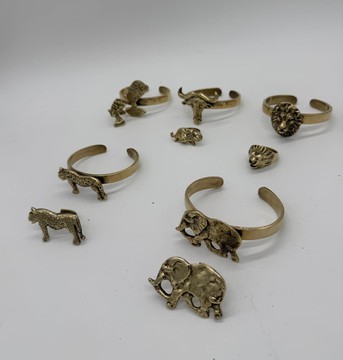 Ensemble de bijoux animaliers en laiton, bagues et bracelets africains faits main, bijoux éléphant, lion et léopard