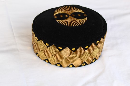 Velvet Stoned Crown Wedding Hat,  Traditonal Beaded Cap, African Mens Hat, African Wedding Hat