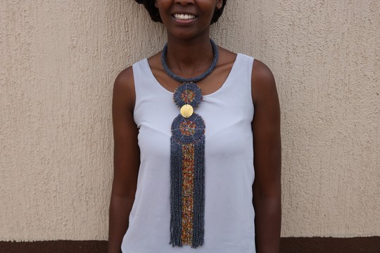 African beaded Pendant necklace,  African jewelry, Christmas gift for mom, Romantic tribal necklace