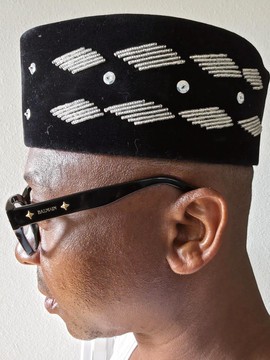 Beaded Velvet Kufi Cap, African Wedding Hat