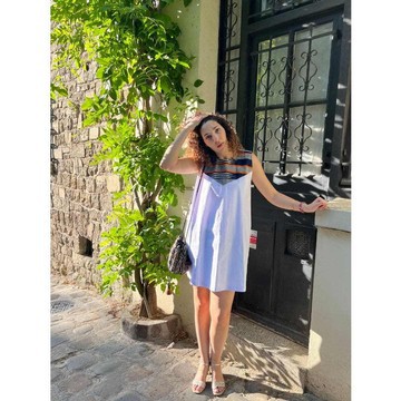 Blue and orange pattern MILA dress
