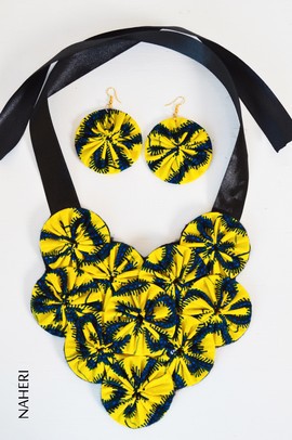 African print ankara bib necklace with matching earrings | African Tribal Jewelry