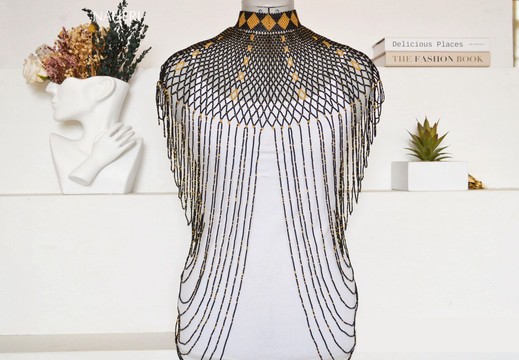 African beaded cape necklace handmade jewelry