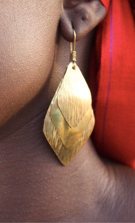 Boucles d'oreilles Bronze Gravées 3 feuilles