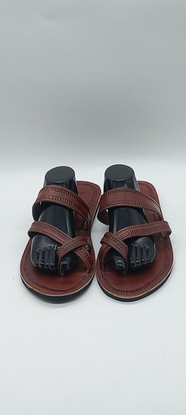 Handmade Brown Leather Men Sandals, African Leather Slide Sandals, Casual Summer Footwear