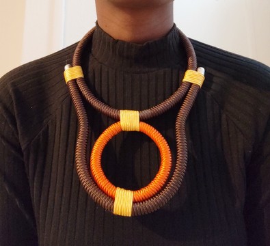 Multicolored yarn necklace