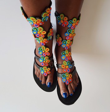 Beaded Maasai sandals – Leather beaded shoes