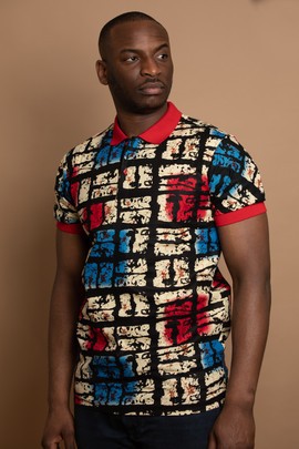 “Abidjan” unisex cotton &amp; wax polo shirt