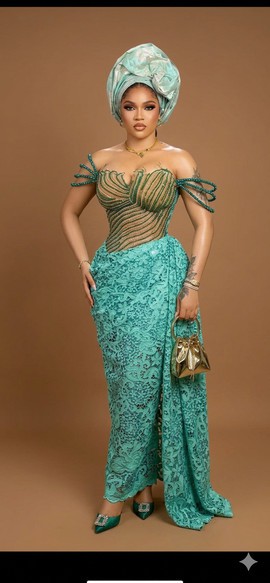 Robe corset ornée bleu sarcelle