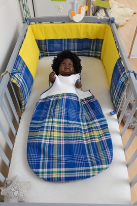 Tour de lit Bébé Madras Bleu