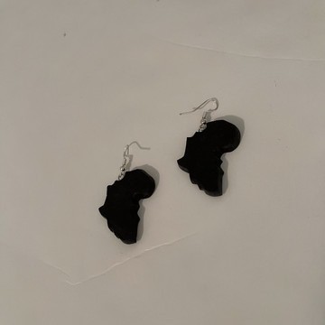 Brown African Wooden Map Handmade Earrings