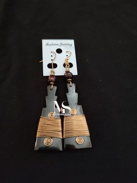 Brass earrings , brass and bone earrings , Wholesale brass earrings