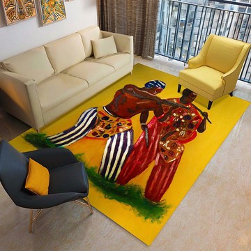 American Traditional Rug Two African Yoruba Male Hunters (LARGER SIZES AVAILABLE)