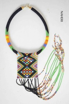 African Maasai Beaded Necklace | Zulu Beaded Black Fringe Necklace | Tiered &amp; Tribal