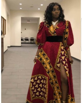 Mary African Print Maxi Dress With Slits