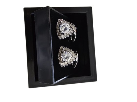Clear Crystal Silver Cufflinks