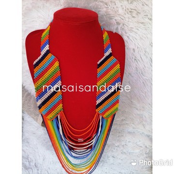 African beaded necklaces , Maasai necklace , Long statement necklace , Gift for her