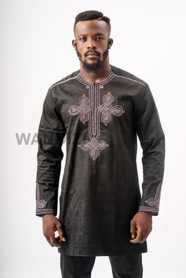 Costume noir brodé africain, Costume brodé africain pour hommes, Mariage africain