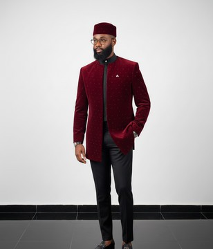 Luxury Velvet Embroidered Suit Set with Matching