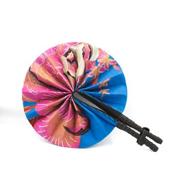Hand Fan - Blue Blossom Floral Print - 100% Cotten Ankara | Summer &amp; Travel Accessory