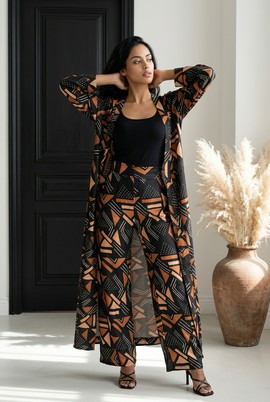 Silk and chiffon set. Silk Pants and Chiffon Kimono Top