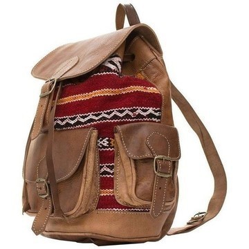 Grande Vente! Sac à dos cuir véritable artisanale avec Kilim rouge