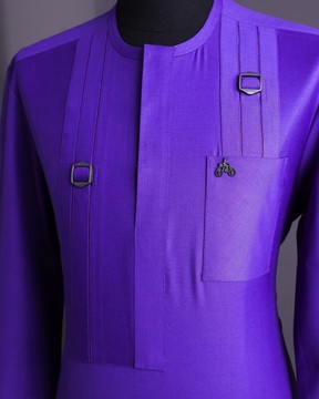 An aesthetic purple, lengthened rectangle double side flap 3/4 sleeve kaftan