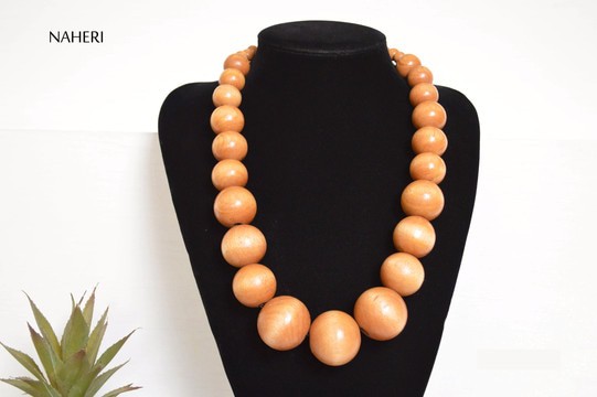 African Necklace Natural Wooden Beads | One Size Fits All
