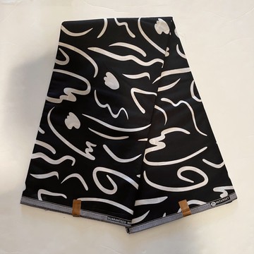 Black and White Abstract Print Cotton Fabric - By the Yard