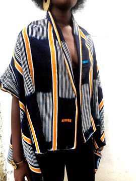 Baoulé woven cotton afro kimono