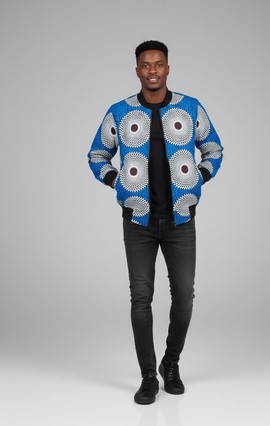 Bombers en Wax bleu – Doublure coton et fermeture éclair