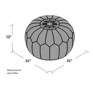 Grand pouf en vrai cuir Naturel Rose