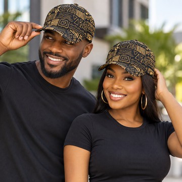 Casquette de baseball à visière incurvée en bogolan afrocentrique | Mode bogolan | Bynelo