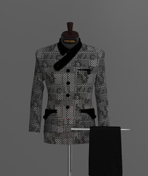 SILVER TWEED MODERN SAFARI SUIT..........BEST SELLER