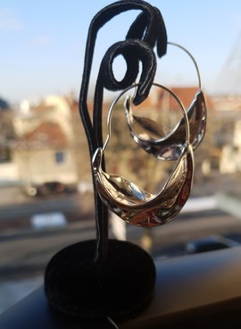Elegant pair of silver colored Fulani earrings