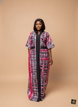 Magenta Oasis Adire Kimono Bubu