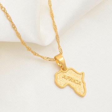Collier carte africaine plaqué or 18 carats