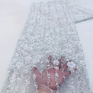 Beaded lace, fabric for wedding, lace for wedding dress, lace   (5 yards )