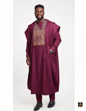 Burgundy Agbada set