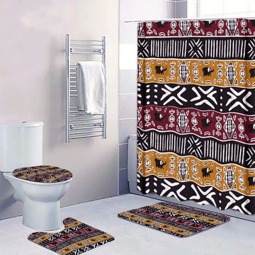 Cultural Unique Bath Mat White and Black Bathroom Rug (LARGER SIZES AVAILABLE)
