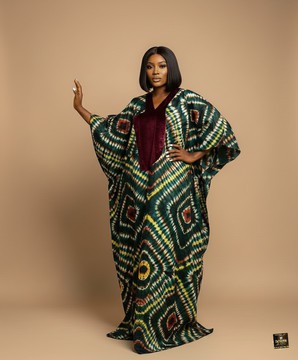 Boubou Adire bordé de velours