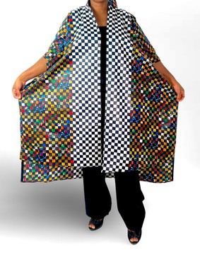 Checkered Print Color Block Ankara Tribal Print Multicolor Black and White Oversized Blazer