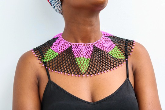 African Choker Necklace, Beaded wedding necklace, Beaded shawl necklace, Zulu necklace, Gift for her