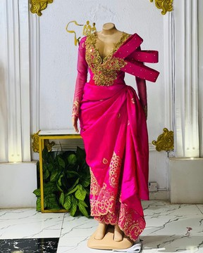 Robe de mariée longue drapée ibo george, robe de mariée femme africaine, robe de fiançailles
