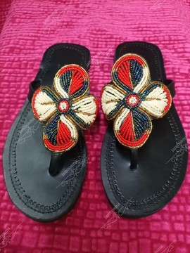 Sandales pour femmes africaines, sandales Massaï, sandales d'été, sandales en cuir perlé, chaussures pour femmes