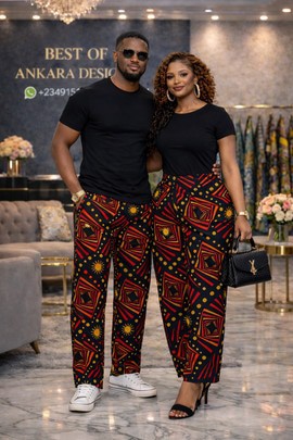 Couple Ankara Pants Set – Matching African Wax Print Trousers for Him and Her